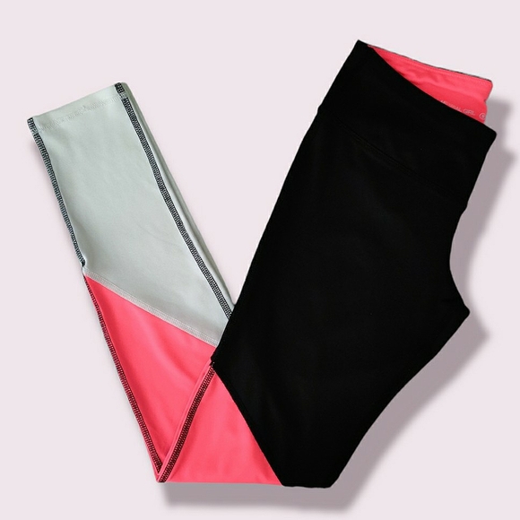 NEW Material Girl Active Juniors Small Leggings Black Pink & White - Picture 1 of 9